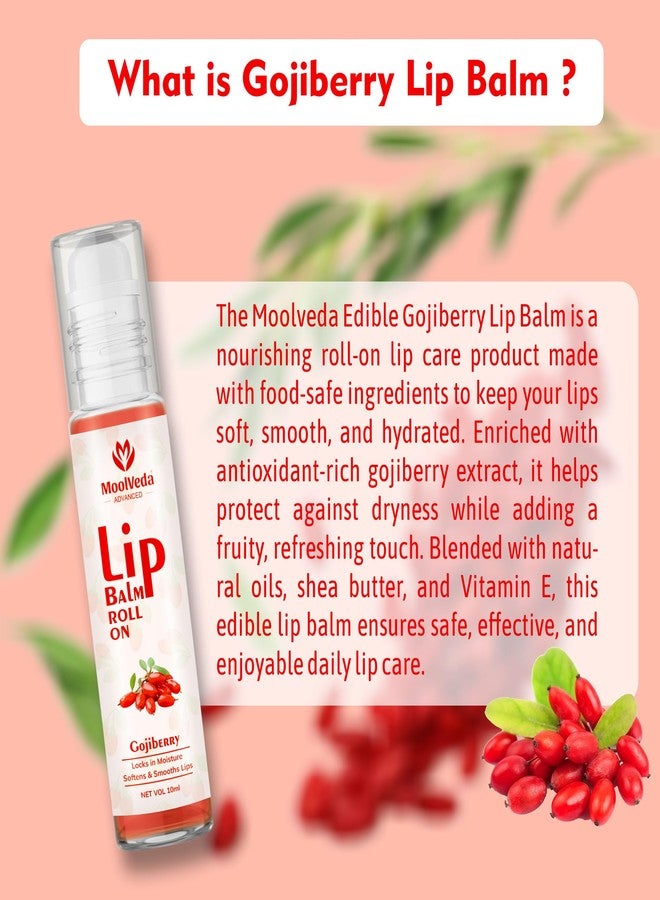 Moolveda Lip Balm Roll on with Gojiberry & 100% edible ingredients & no chemicals, 10ml, Pack of 2 - Image 2